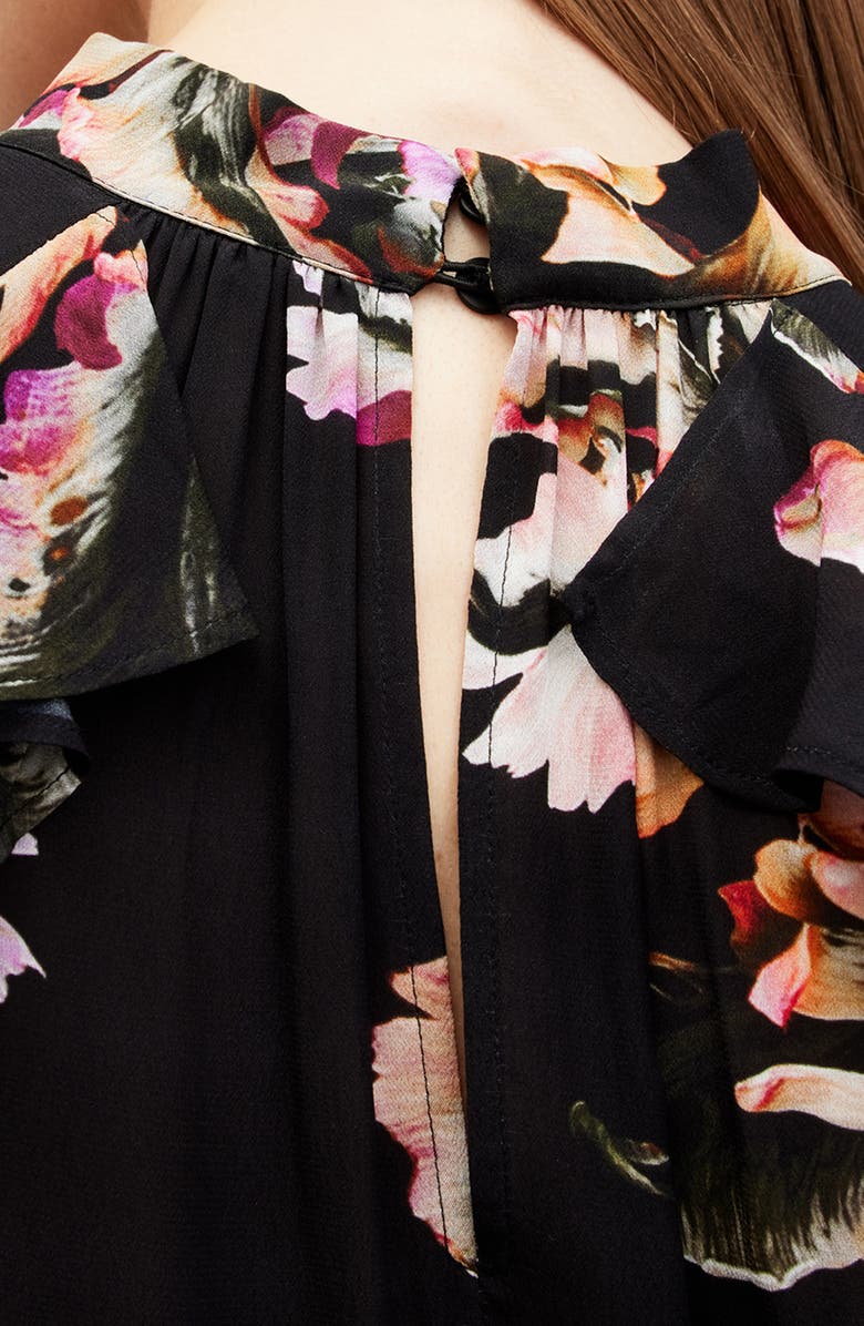 AllSaints Jessica Mock Neck Long Sleeve Handkerchief Hem Dress, Alternate, color,