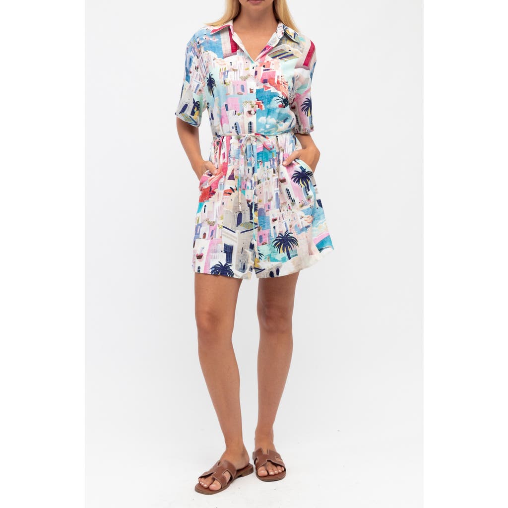 White Closet Sunny Santorini Mini Dress In Blue