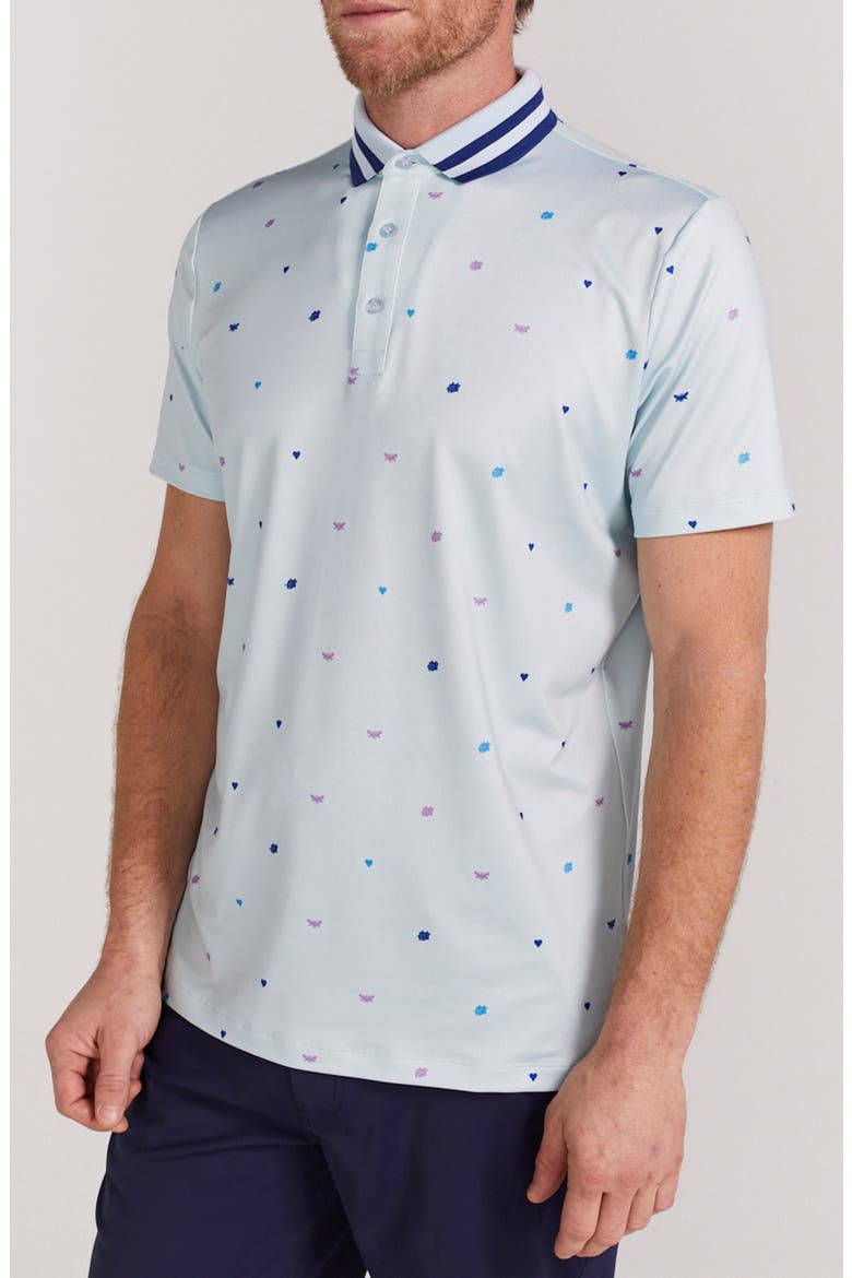 Langham Print Stripe Collar Polo, Main, color, BREEZE