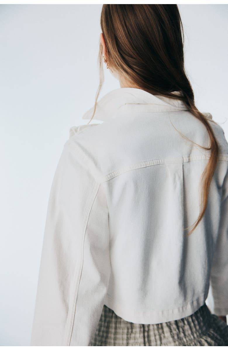 H&M Frill-trimmed Denim Jacket, Alternate, color, White