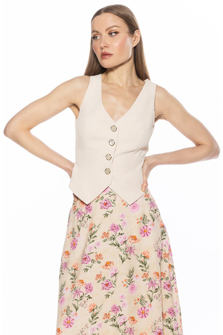 Liliana Button Front Vest, Alternate, color, IVORY