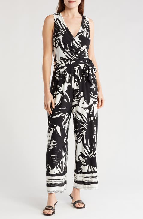 Abstract Floral Wide Leg Jumpsuit