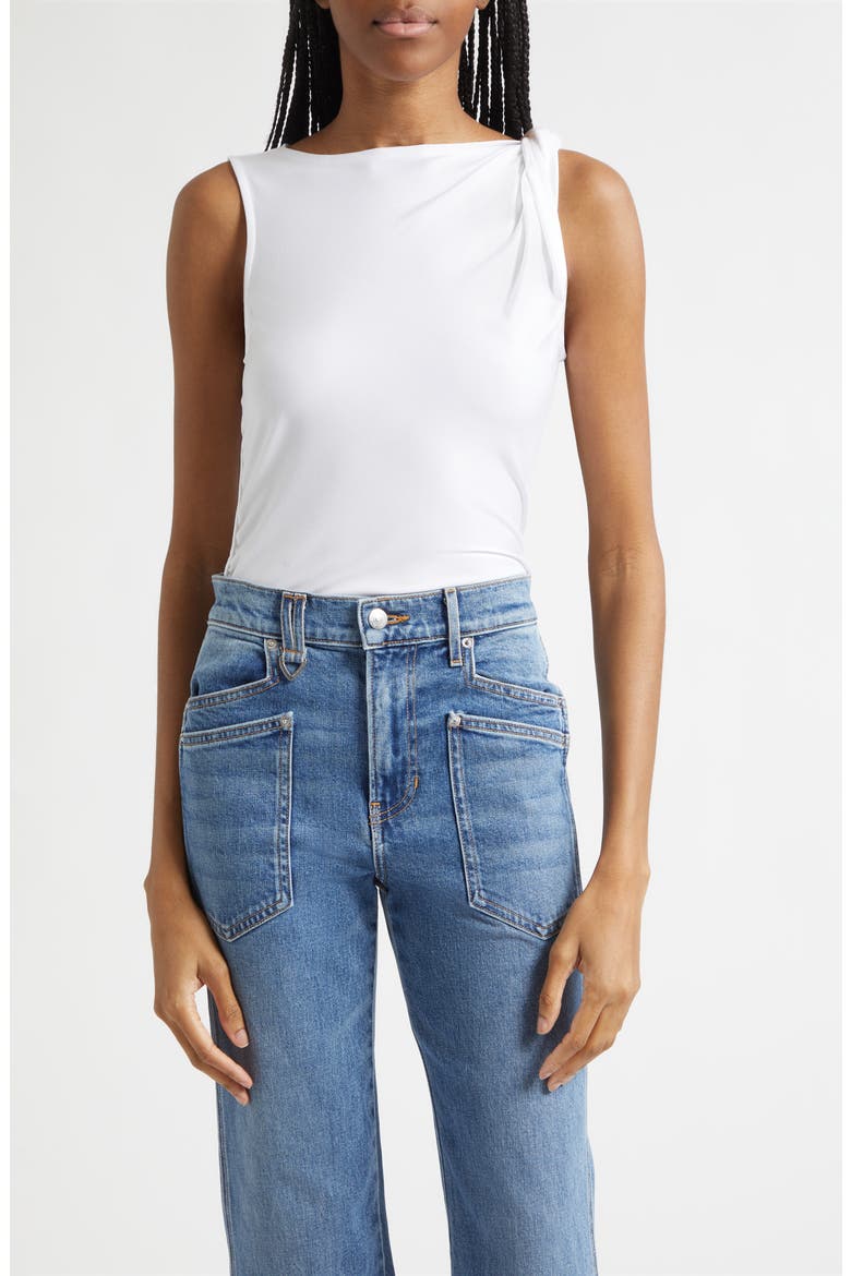 Otessa Twist Shoulder Ruched Top, Main, color, WHITE