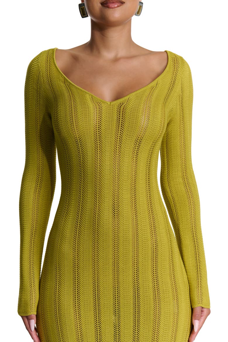 Long Sleeve Knit Maxi Dress, Alternate, color, CHARTREUSE