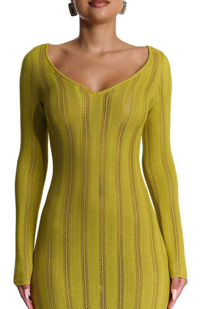 Naked Wardrobe Long Sleeve Knit Maxi Dress, Alternate, color, Chartreuse