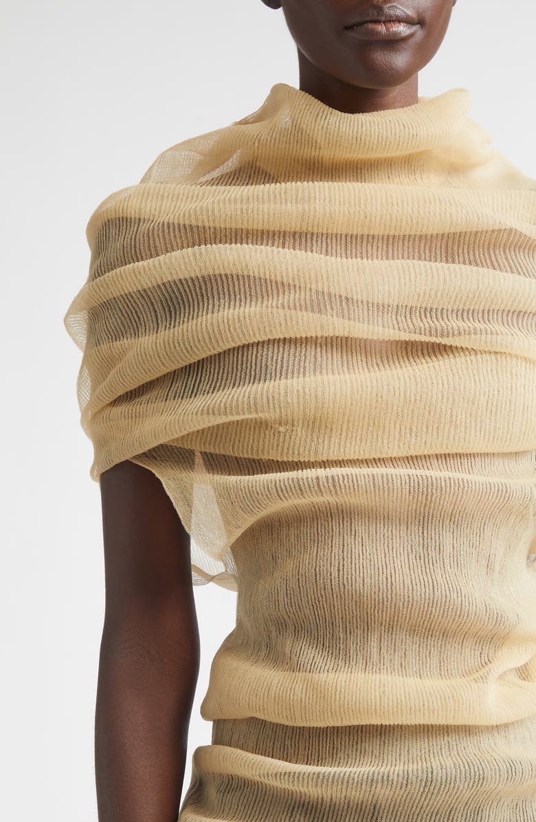 Rick Owens Transparent Ribbed Tube Top, Alternate, color, Sand