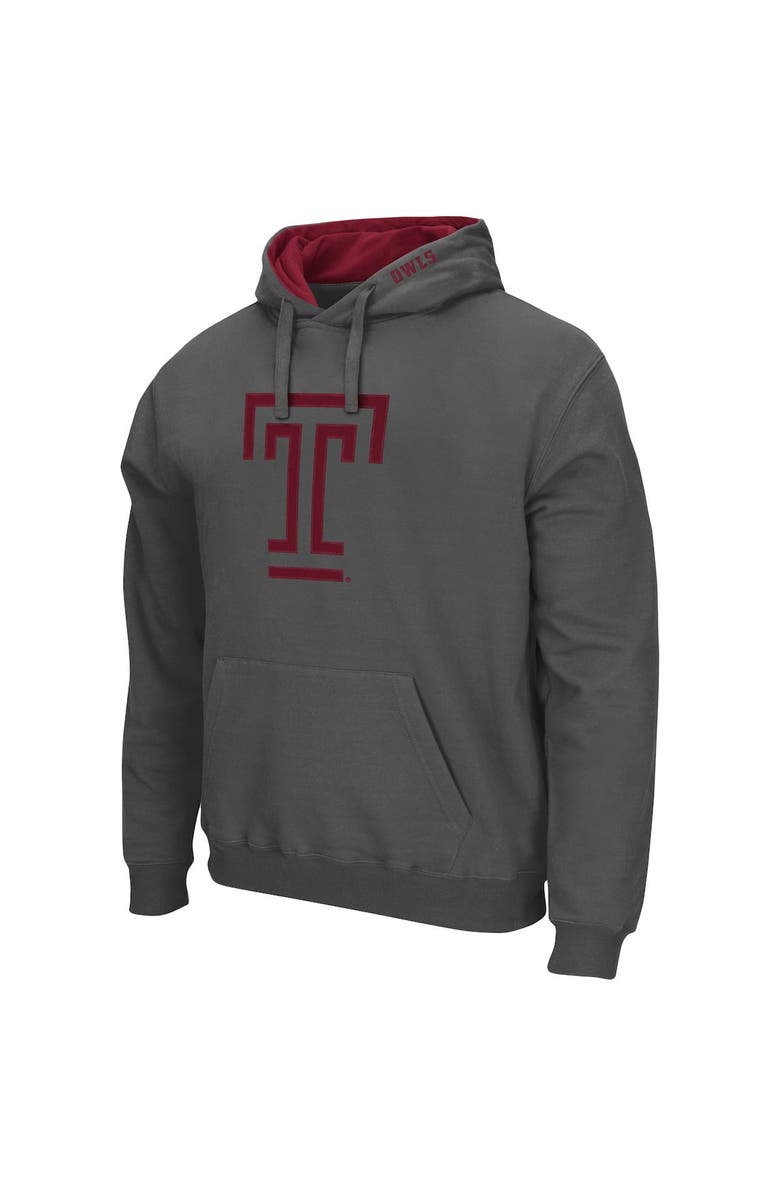 COLOSSEUM Men's Colosseum Charcoal Temple Owls Arch and Logo Pullover Hoodie, Alternate, color, Charcoal