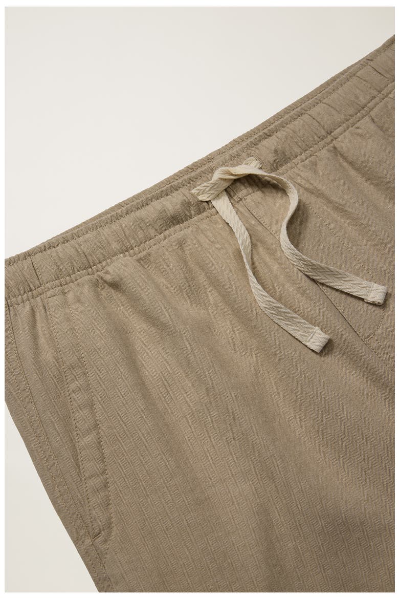Nomad Drawstring Cotton & Linen Shorts, Alternate, color, KHAKI HERRINGBONE