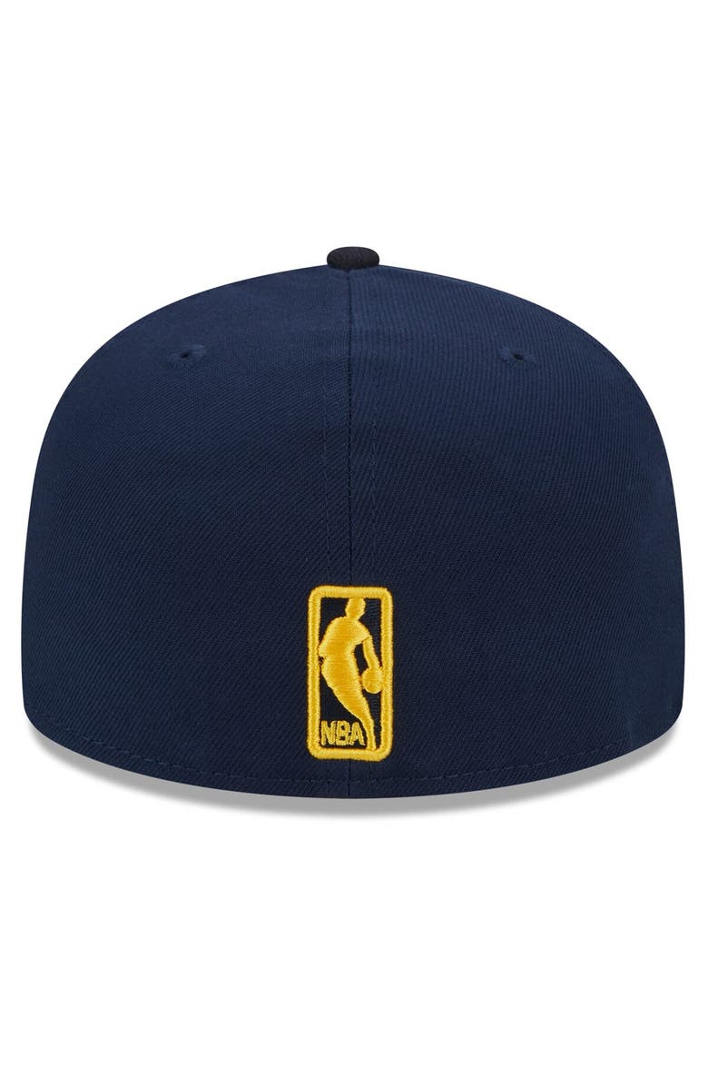 New Era Men's New Era Navy Indiana Pacers Rally Drive Checkerboard 59FIFTY Crown Fitted Hat, Alternate, color,