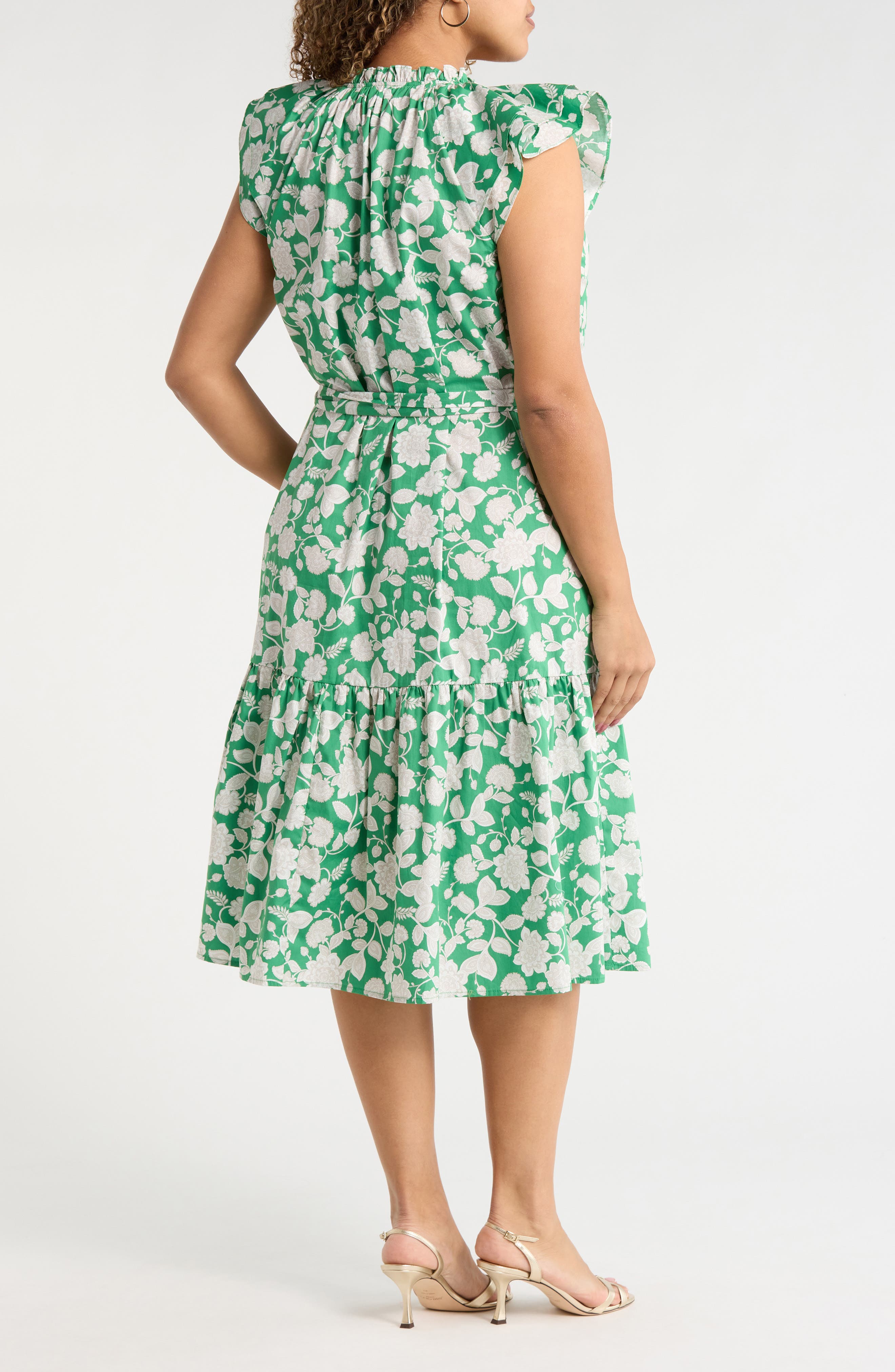 Baxley Floral Flutter Sleeve Cotton Dress - image 2