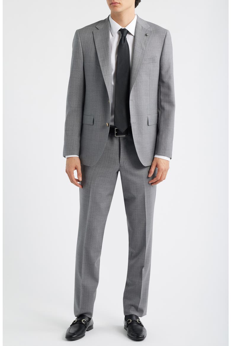 Exprit Dark Light Grey Mélange Wool Suit, Main, color, GREY