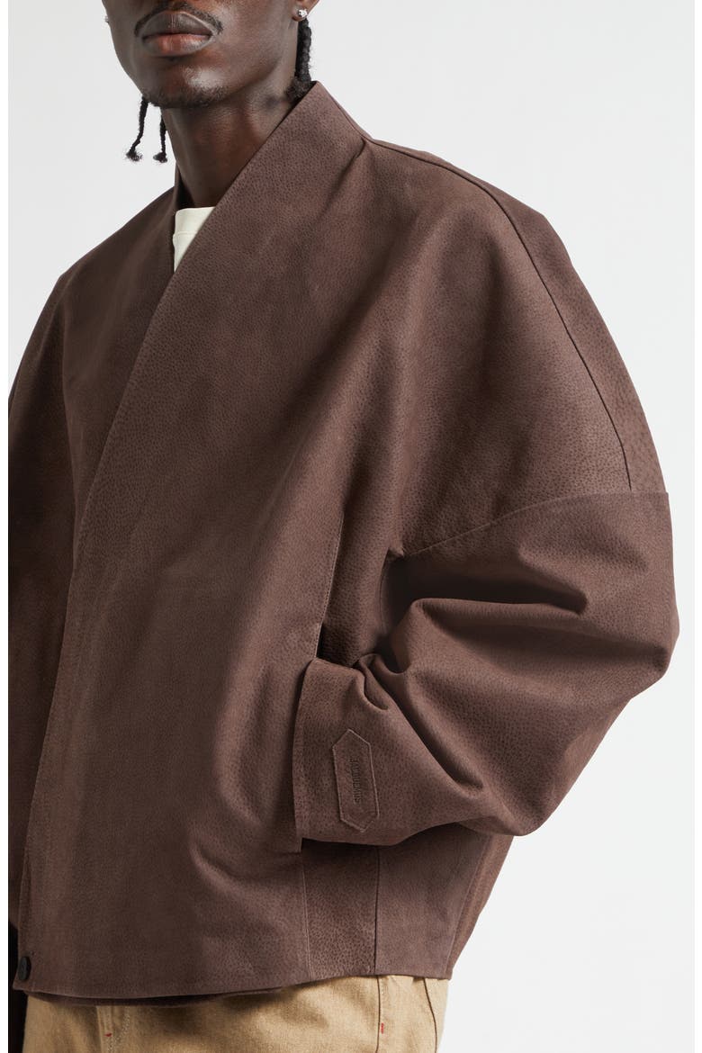The Berger Wrapped Suede Jacket, Alternate, color, DARK BROWN