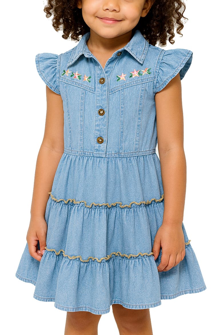 Kids' Tiered Denim Dress, Alternate, color, LIGHT WASH