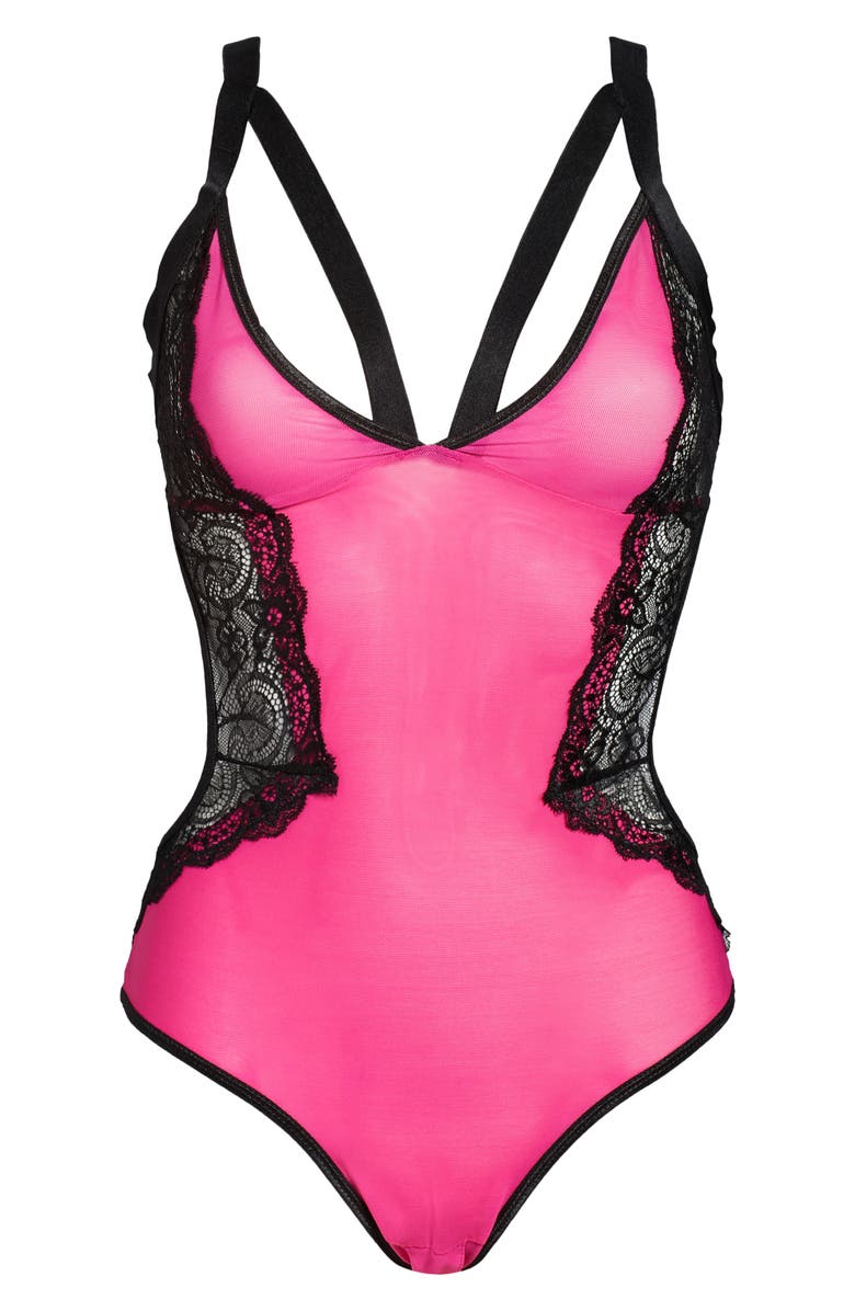 Coquette Lace Trim Cutout Teddy, Alternate, color, 