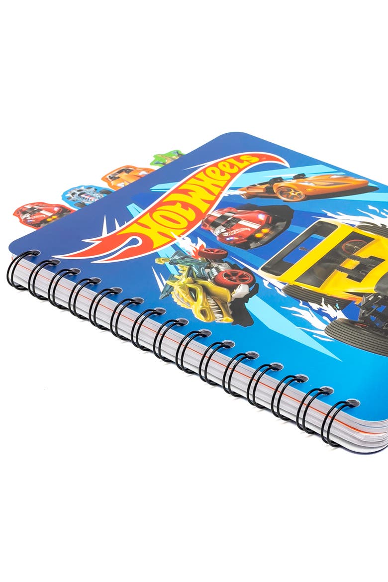 4 Tab Journal, Hot Wheels, 160 Pages, Racing Themed Spiral Notebook 3+, Alternate, color, Multicolored