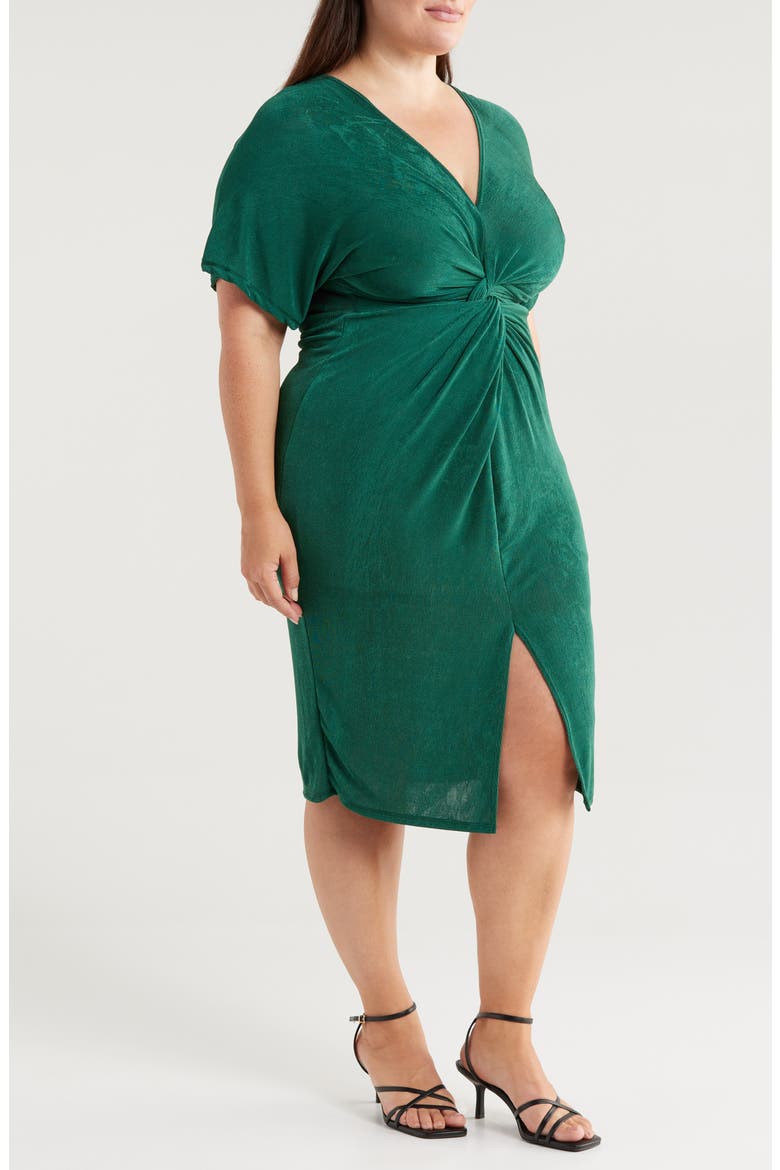 Twist Front Vent Dress, Alternate, color, HUNTER