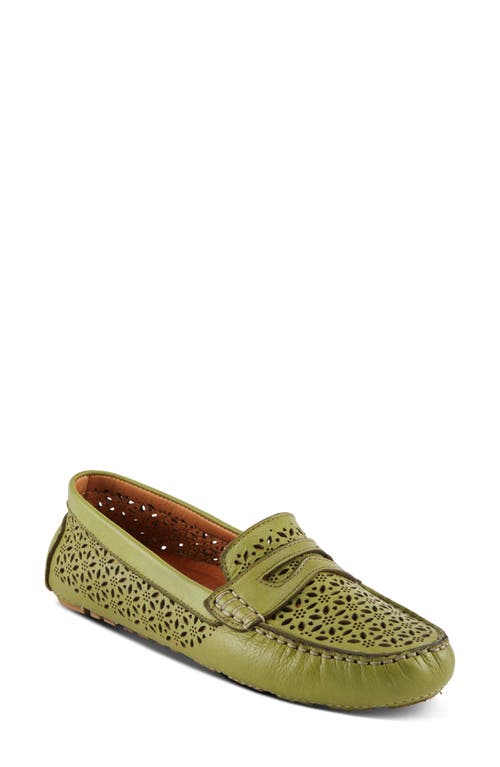 Spring Step Crain Driving Penny Loafer In Green