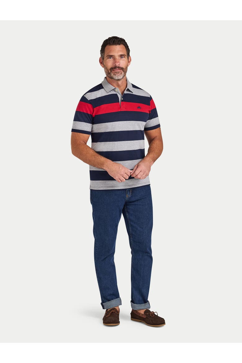 Short Sleeve Contrast Stripe Polo Shirt, Alternate, color, Red