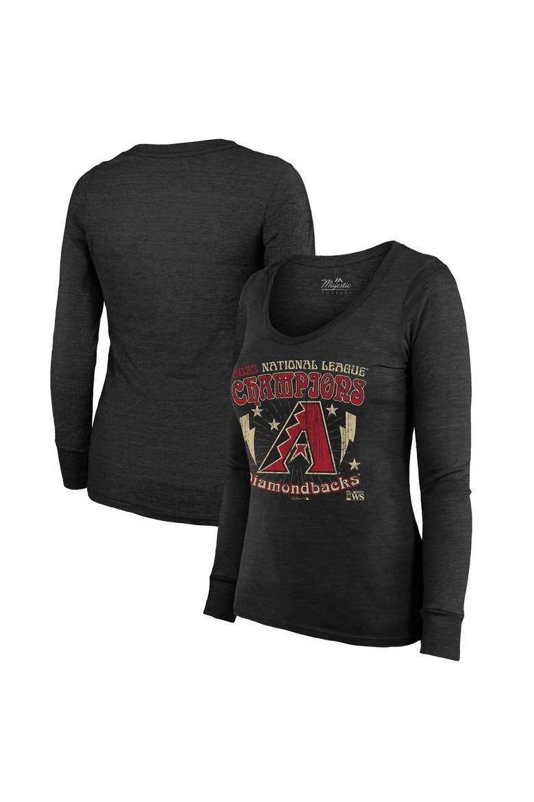 Women's Majestic Threads  Black Arizona Diamondbacks 2023 National League Champions Tour Long Sleeve Tri-Blend T-Shirt, Main, color, Black