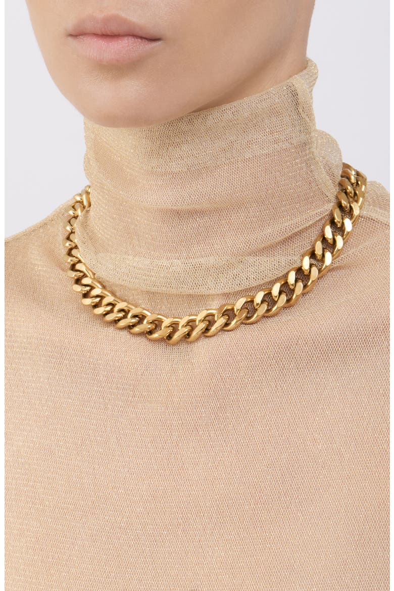 Water Resistant 14K Gold Plated Curb Chain Necklace, Alternate, color, YELLOW