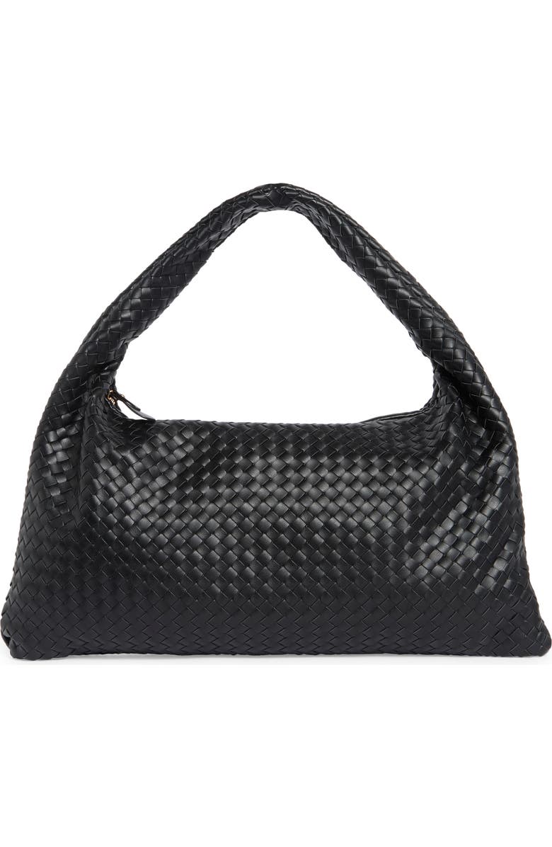 URBAN EXPRESSIONS HANDBAGS Woven Hobo Shoulder Bag, Main, color, Black