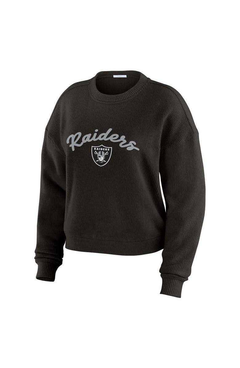 WEAR by Erin Andrews Women's WEAR by Erin Andrews  Cream Las Vegas Raiders Knitted Tri-Blend Long Sleeve T-Shirt & Pants Lounge Set, Alternate, color, Black