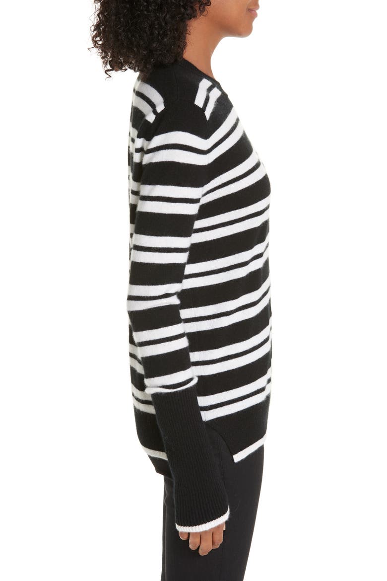 Le Ligne Tripe Stripe Cashmere Sweater, Alternate, color, BLACK/ CREAM