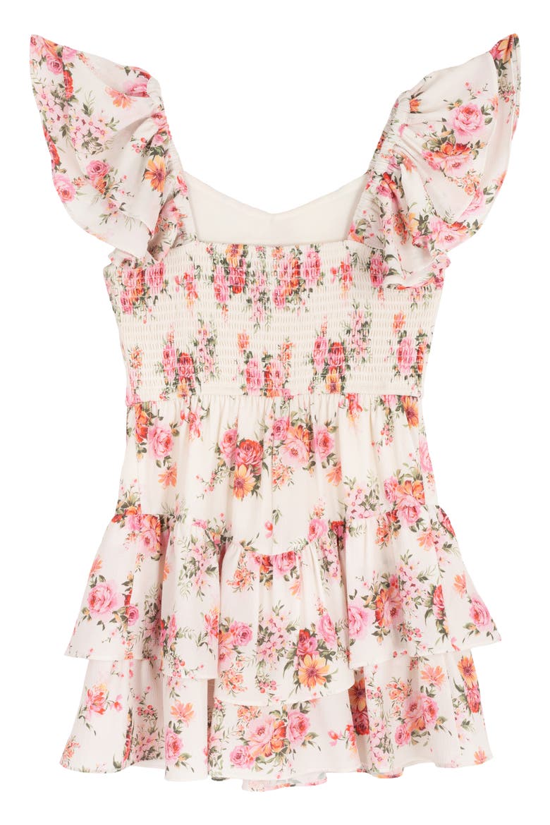 Kids' Floral Crepe Romper, Alternate, color, IVORY