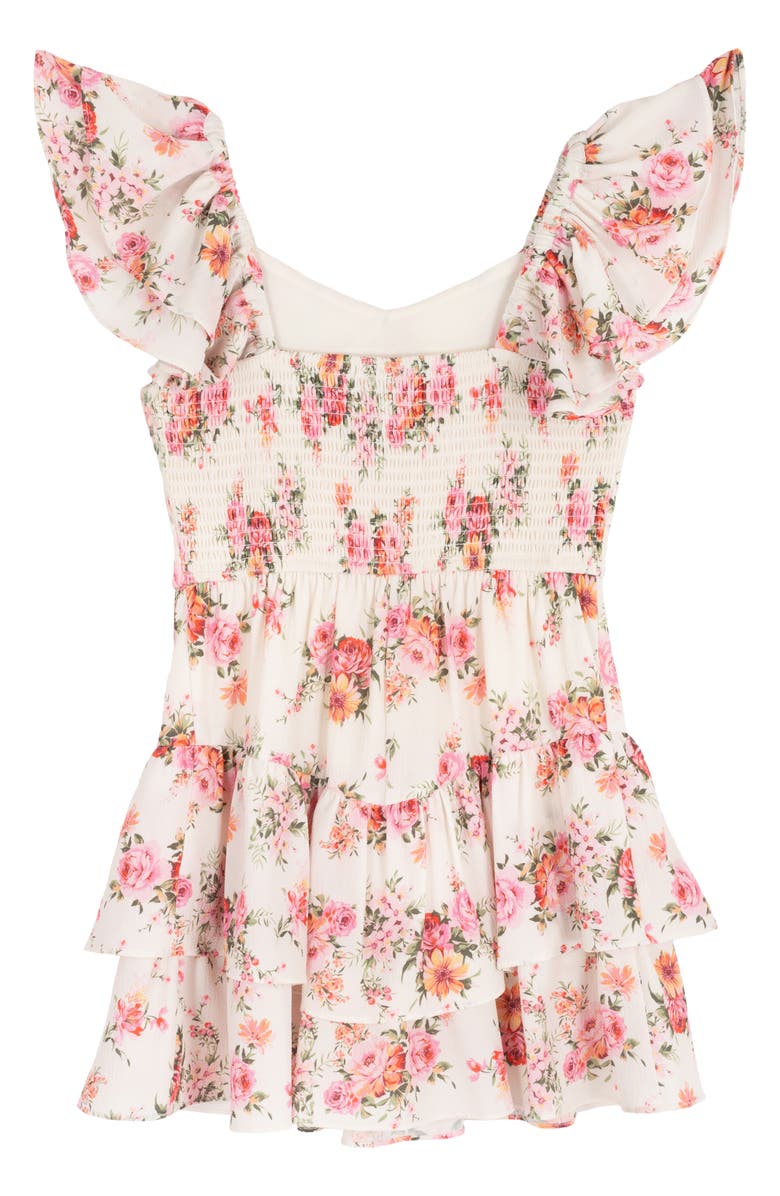 Rare Editions Kids' Floral Crepe Romper, Alternate, color, Ivory