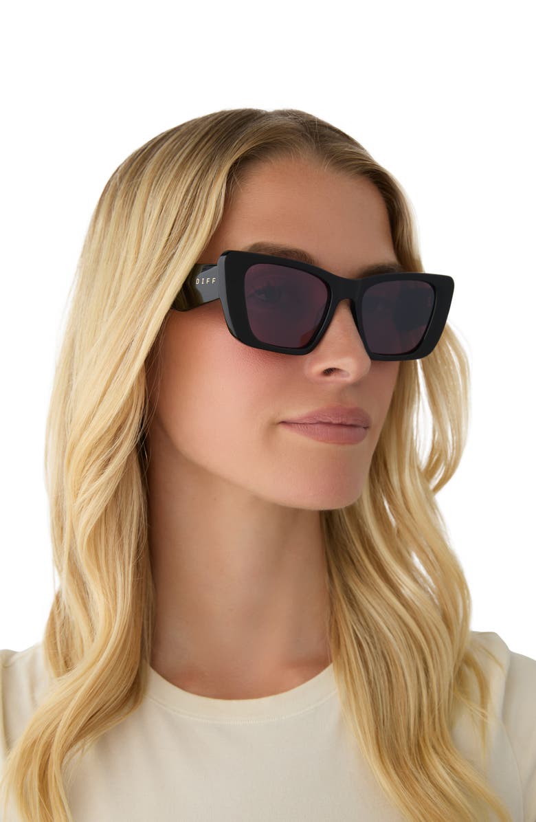 DIFF Aura 51mm Polarized Cat Eye Sunglasses, Alternate, color, Aubergine With Silver Flash