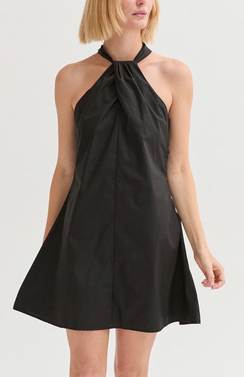 Halter Poplin Mini Dress