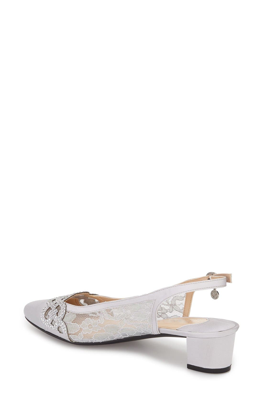 Faleece Crystal Embellished Slingback Pump, Alternate, color, STEEL GREY FABRIC