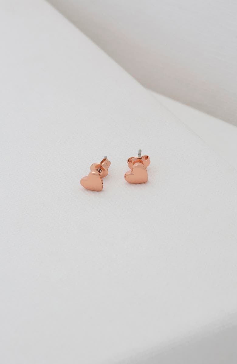 Ted Baker London Harly Heart Stud Earrings, Alternate, color, Rose Gold