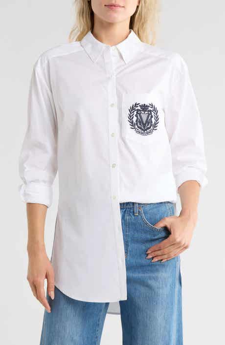 Veronica Beard Lloyd Crest Embroidered Button-Down Shirt