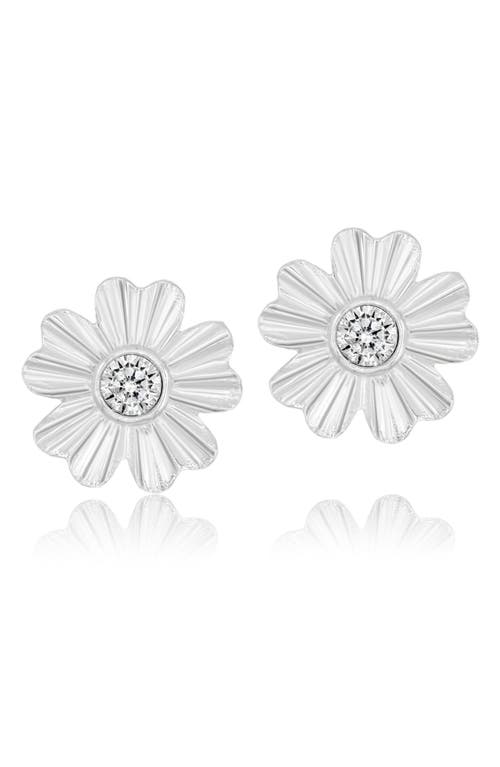 Shymi Fluted Flower Cubic Zirconia Stud Earrings