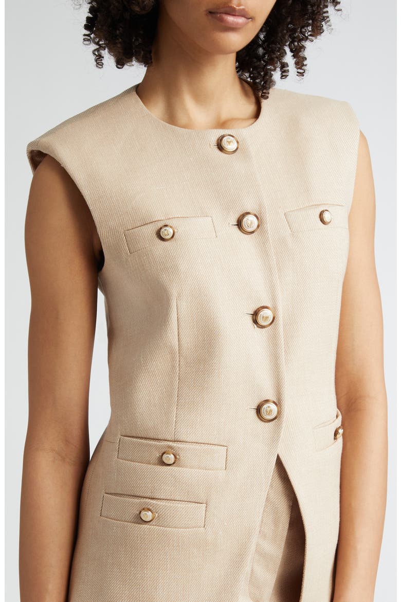Tamara Linen Blend Twill Vest, Alternate, color, SANDALWOOD MELANGE