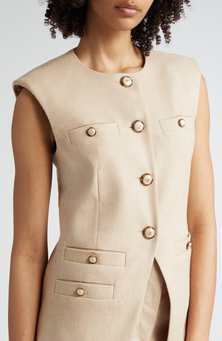 Veronica Beard Tamara Linen Blend Twill Vest, Alternate, color, Sandalwood Melange