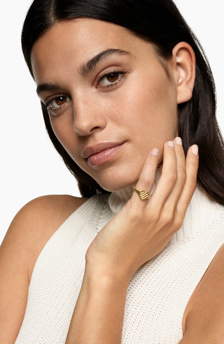 David Yurman Sculpted Cable Heart Pinky Ring in 18K Yellow Gold, 9mm, Alternate, color,