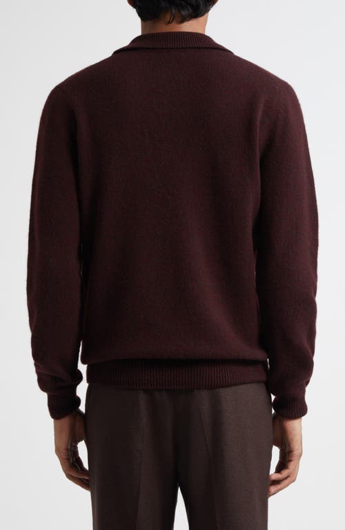 Sunspel Lambswool Polo Sweater In Burgundy