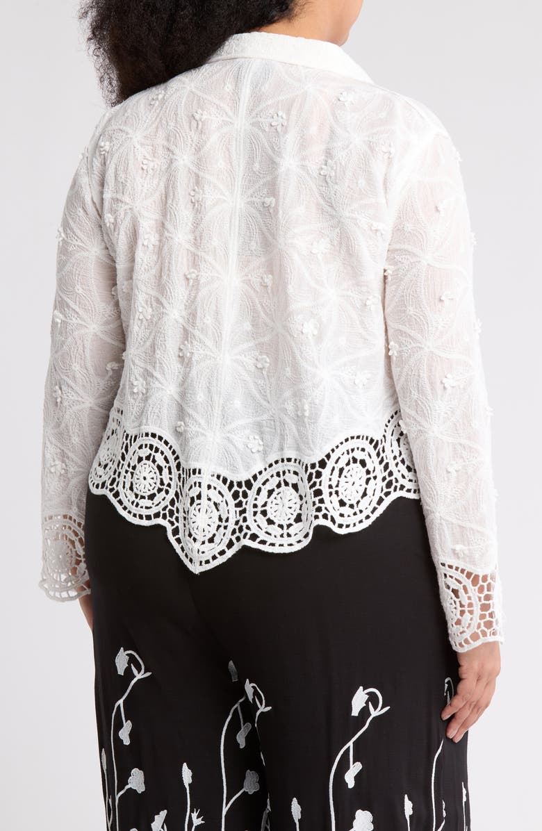 Forgotten Grace Floral Lace Trim Long Sleeve Button-Up Shirt, Alternate, color, White