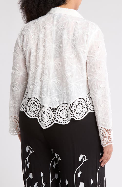 FORGOTTEN GRACE FORGOTTEN GRACE FLORAL LACE TRIM LONG SLEEVE BUTTON-UP SHIRT