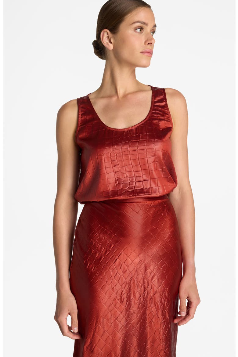 Croc Textured Satin A-Line Skirt, Alternate, color, AUBURN