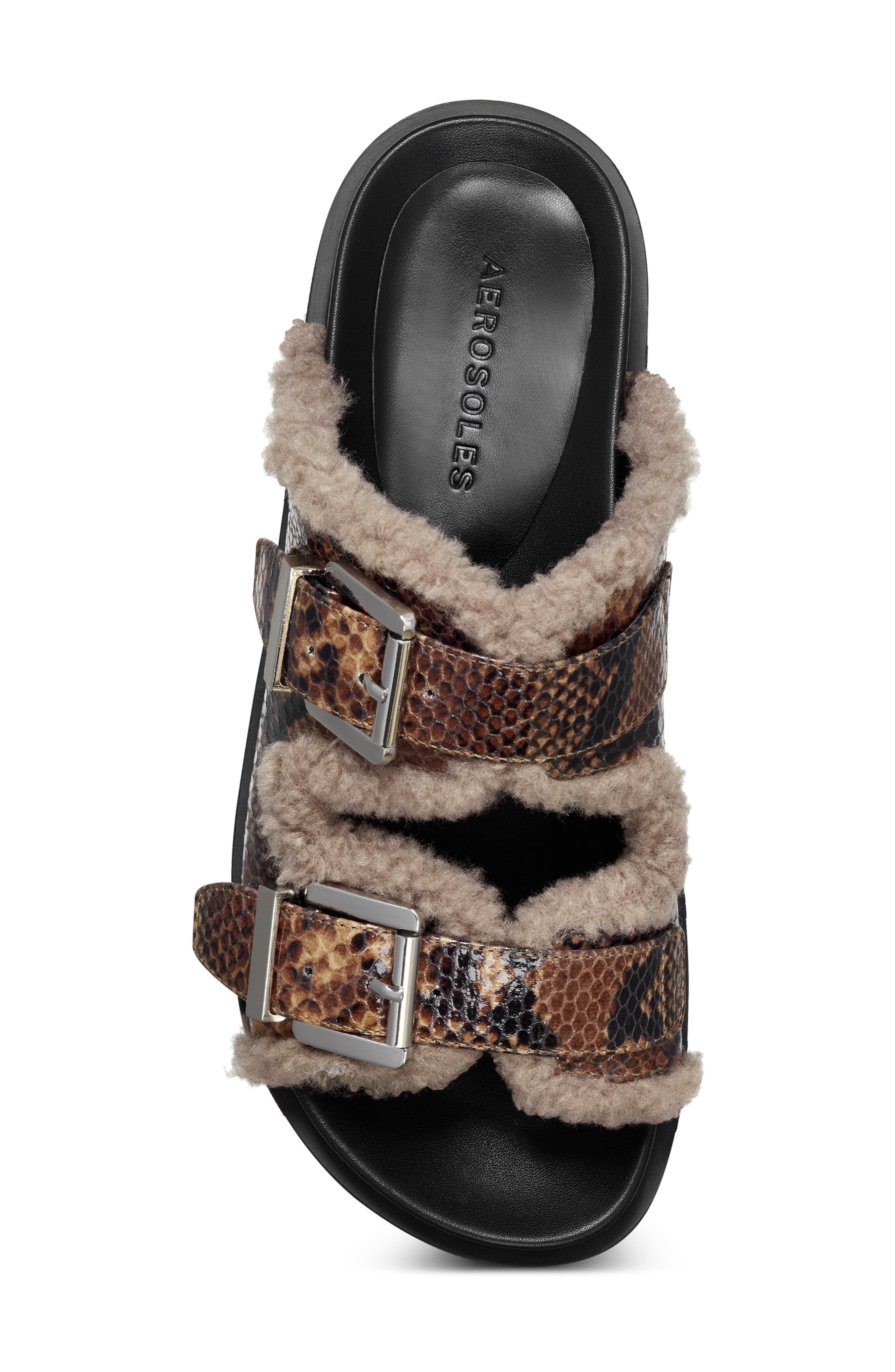 Aerosoles Olivia Faux Shearling Sandal, Alternate, color, 