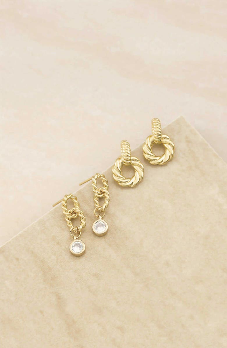 Ettika Twist Set of 2 Cubic Zirconia Earrings, Alternate, color, 