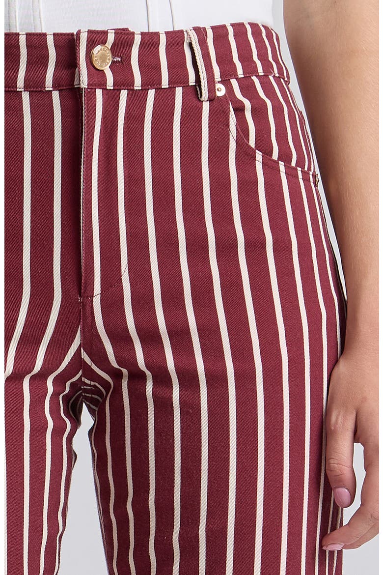 Striped High Waist Bootcut Jeans, Alternate, color, CABERNET STRIPE