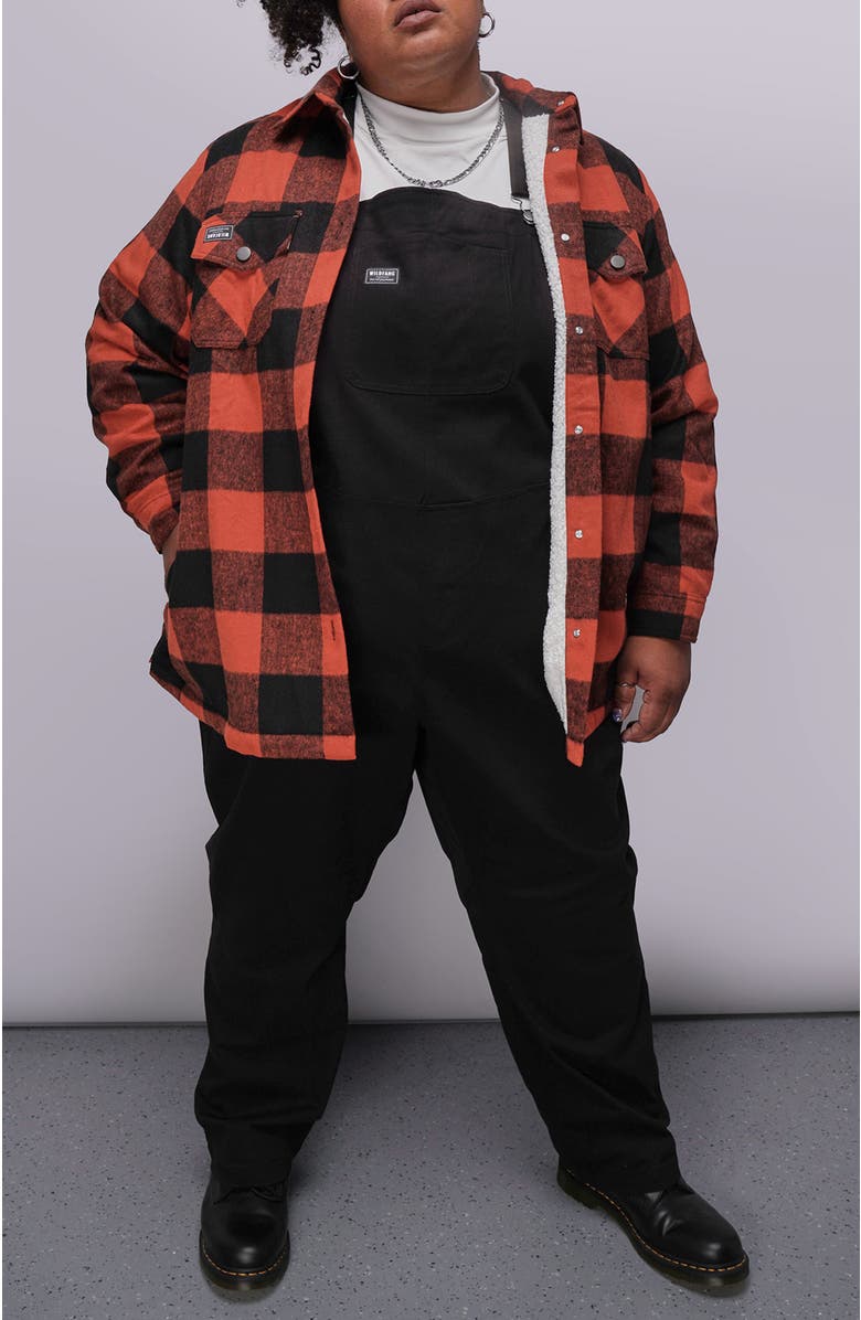 WILDFANG The Essential Flannel Fleece Lined Shacket, Alternate, color, Chili/Black