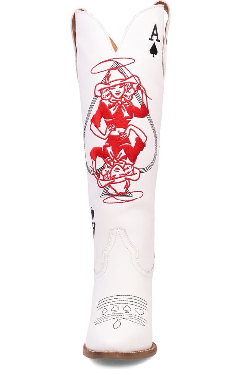 Dingo Ace of Spades Cowboy Boot, Alternate, color, White