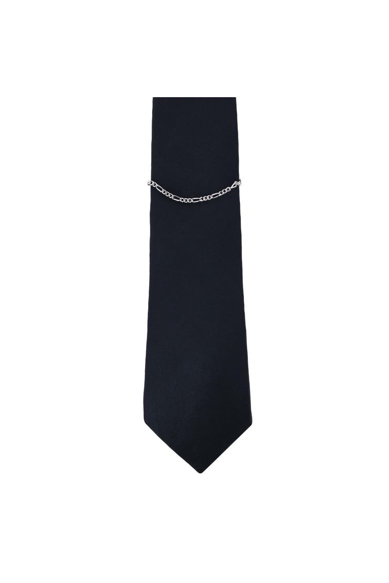 Sutton Sterling Silver Figaro Tie Chain, Alternate, color, Silver
