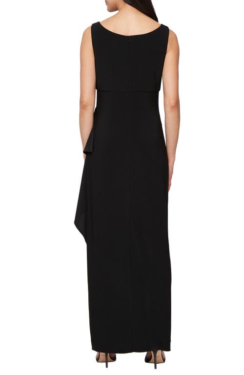 Alex Evenings Foil Piping Sleeveless Maxi Cocktail Dress With Jacket In Black