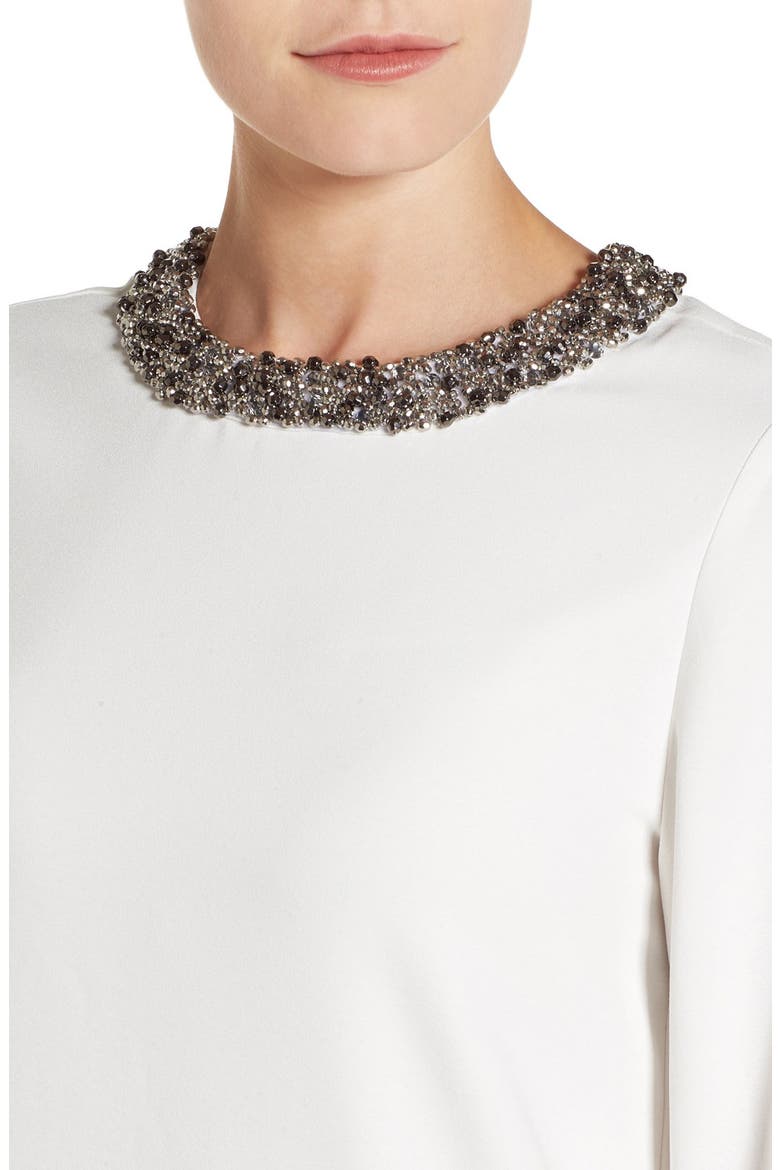 Embellished Neck Shift Dress, Alternate, color, IVORY CLOUD